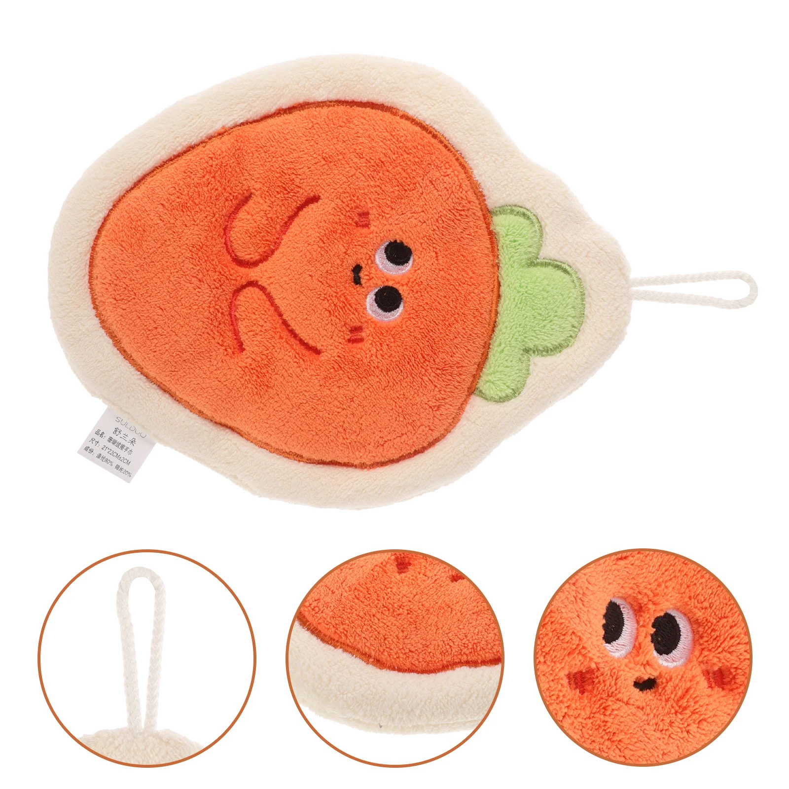 

Carrot Shaped Hand Towels Cute Hanging Coral Fleece Kitchen Towel for Drying Hands Bathroom Decoration Vegetable Design