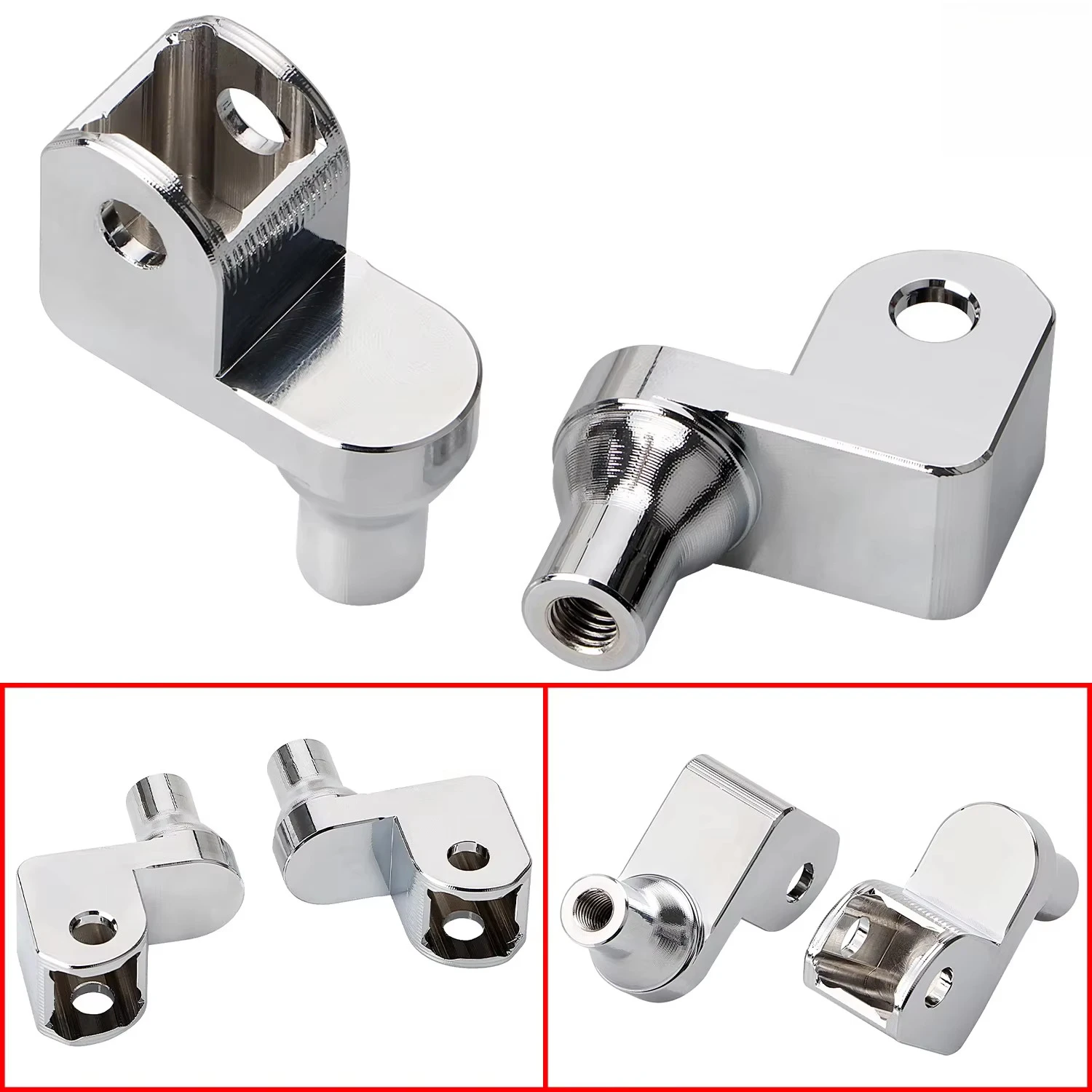 1 Pair Motorcycle Chrome Aluminum Front Foot Pegs Adapter Fits For Honda Goldwing 1500 GL1500SE Shadow ACE 1100 VT1100T Tour