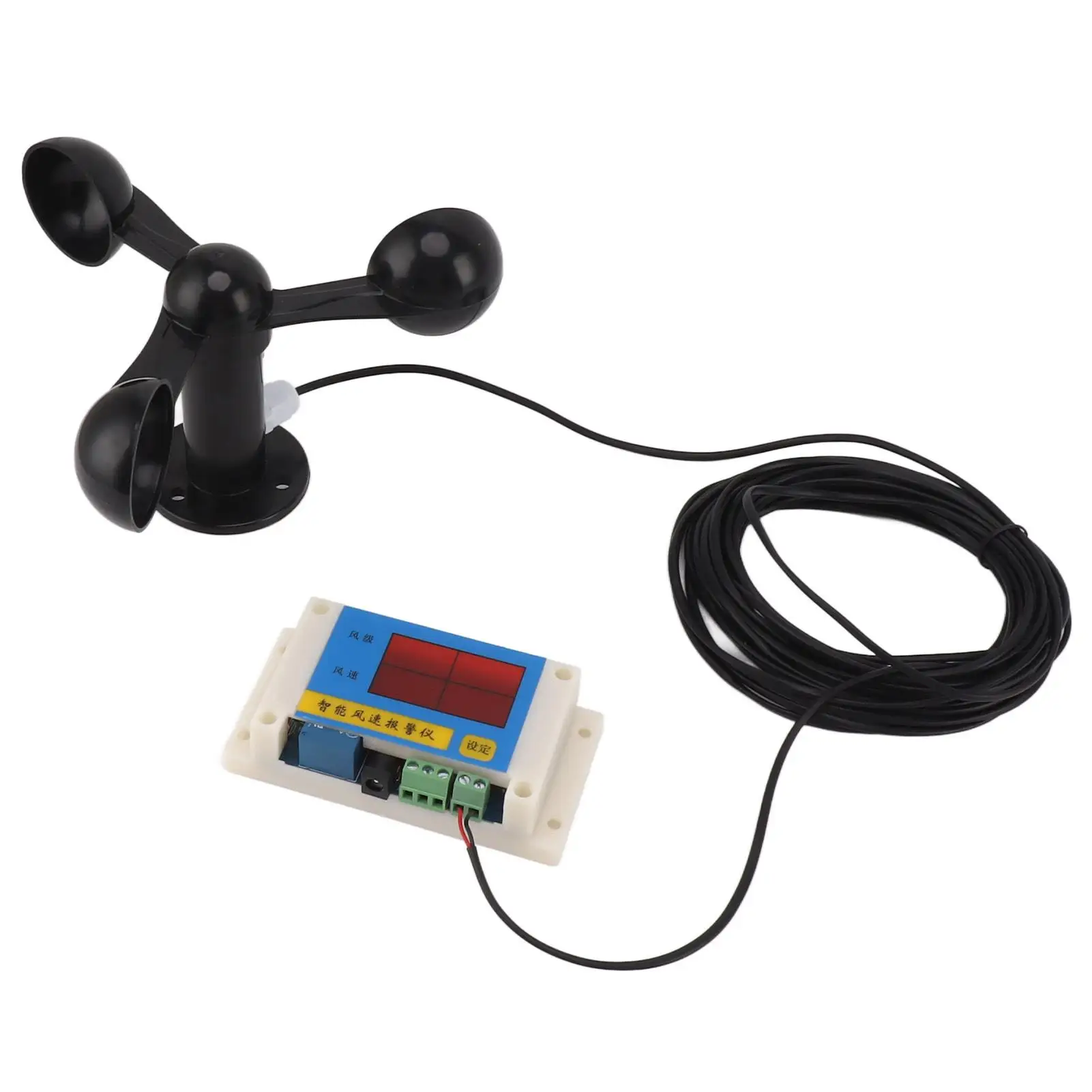 High Accuracy 3-Blade Tower Crane Anemometer - 360ยฐ Wind Speed Meter with Alarm & Anti-Interference for fishing