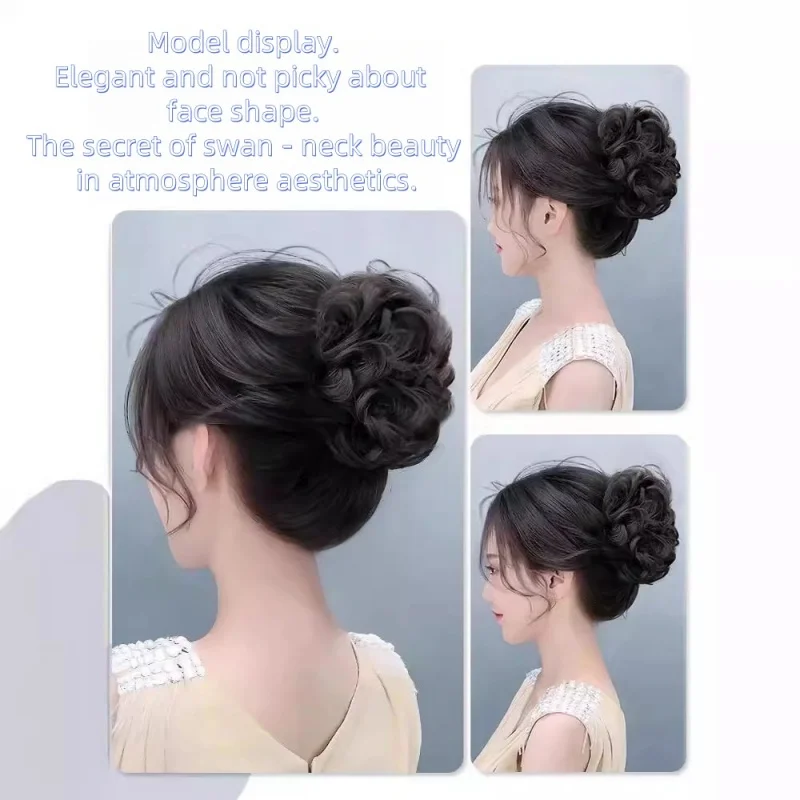 Synthetic Women's Wig - Scrunchie-style Lazy Flower Bud Bun, Fashionable, Natural and Fluffy Wig Hairpiece.