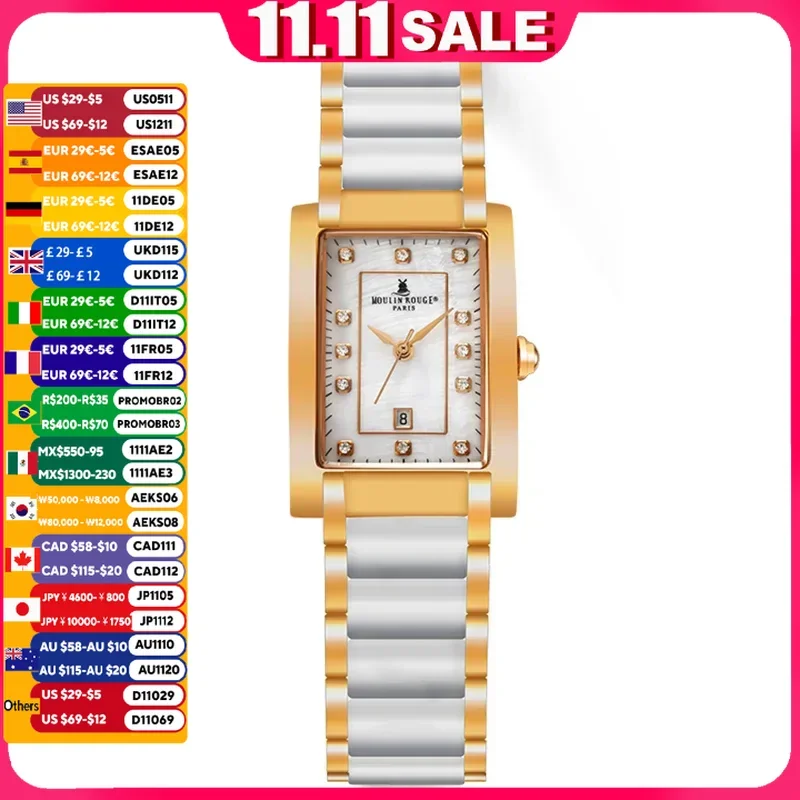 BERNY Women Watch Quartz Ceramic Bracelet Butterfly Buckle Waterproof Fashion Gold Female Clock Relogio Feminino Birthday Gift