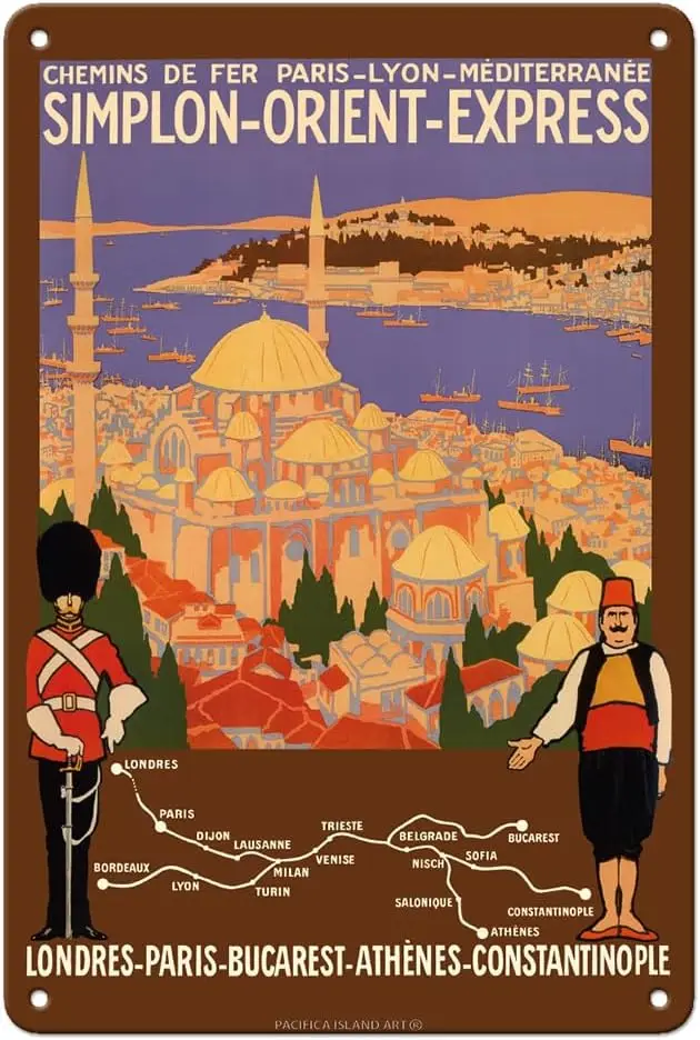 Simplon Orient-Express - London to Constantinople - Paris-Lyon-Méditerranée Railway (PLM) - Vintage Railroad Travel Poster by Ro