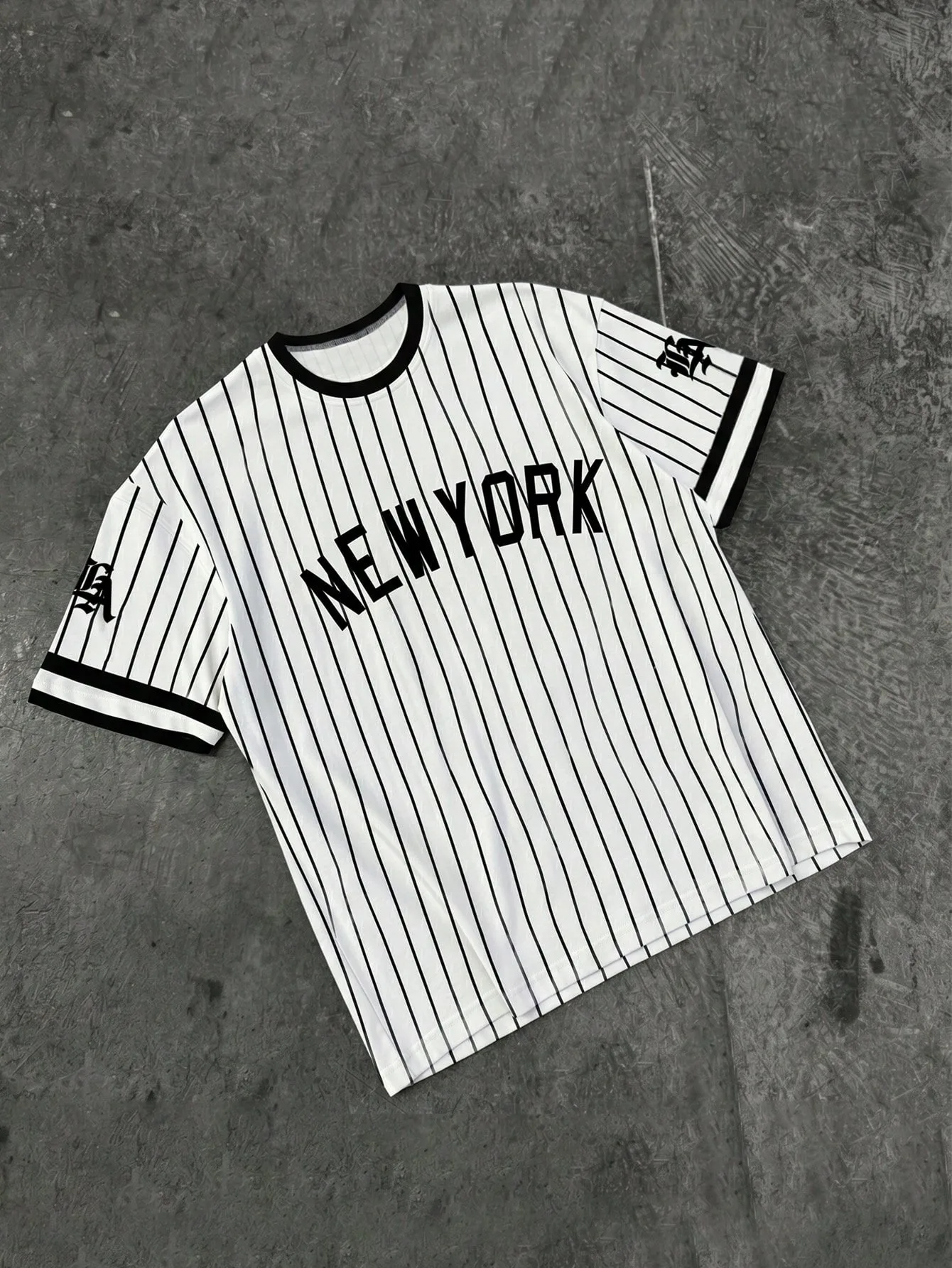 New York Baseball-Trikot Weiß Schwarz Nadelstreifen Vintage Sport-T-Shirt Rundhals Kurzarm Unisex Freizeit-T-Shirt für Männer Frauen Fans – Detail 4
