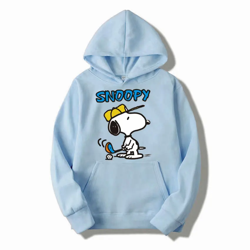 Light Blue Snoopy Men Hoodie Cartoon Anime Fashion Women Oversized Sweatshirt Tops Spring Autumn Couple Pullover Clothing