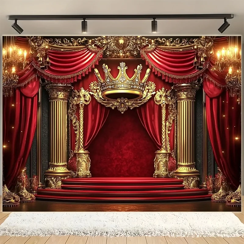 قطعة واحدة، عمود فاخر من الذهب لخلفية التصوير الفوتوغرافي على شكل تاج، مناسب لدعائم الاستوديو لتزيين العطلات #3