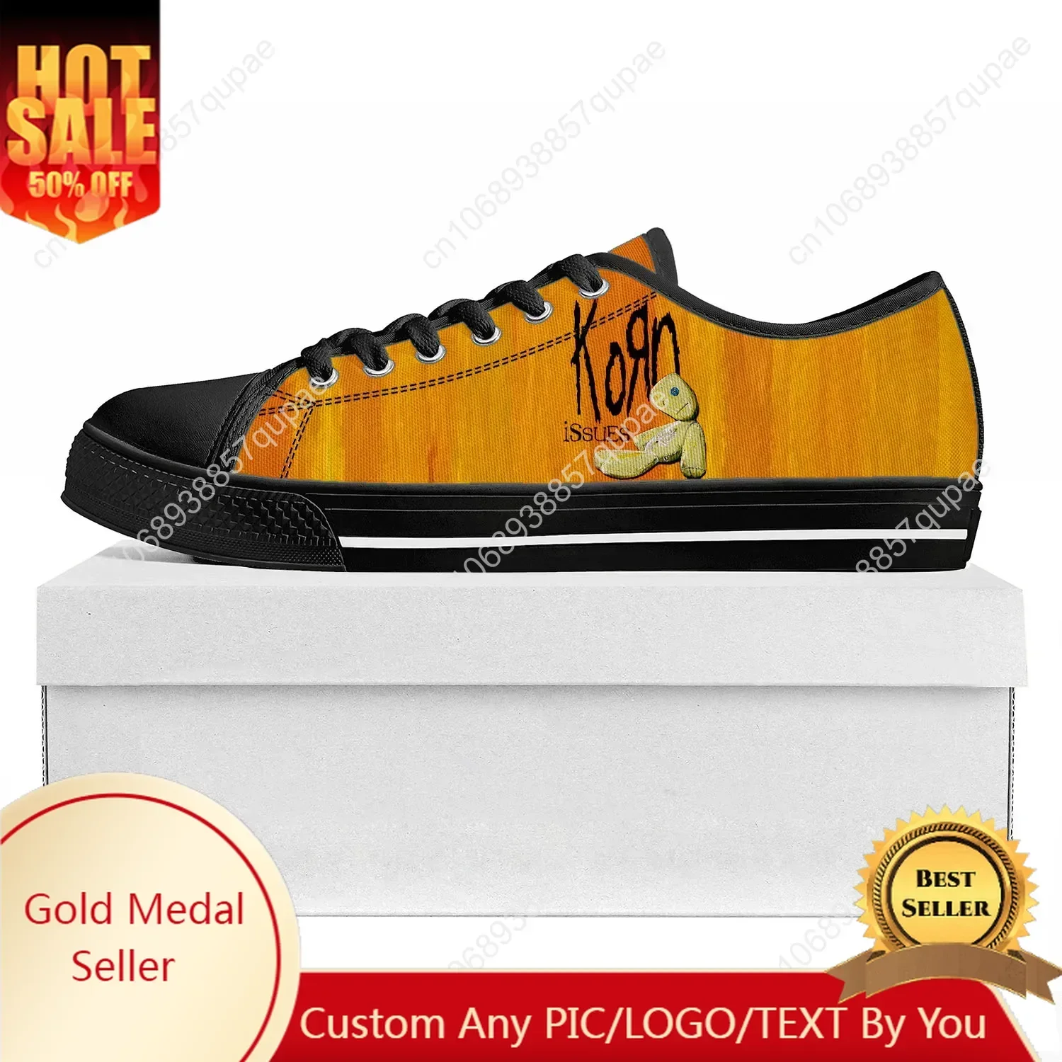 

Korn Rock Band Low Top High Quality Sneakers Mens Womens Teenager Canvas Sneaker 3D Print Casual Couple Shoe Custom Shoe Black