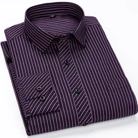 Camisa de gran tamaño 9XL 47 48 para hombre, informal, de negocios, a rayas, de manga larga, clásico, Formal, vestido Social para hombre, camisas con botones, corte ajustado