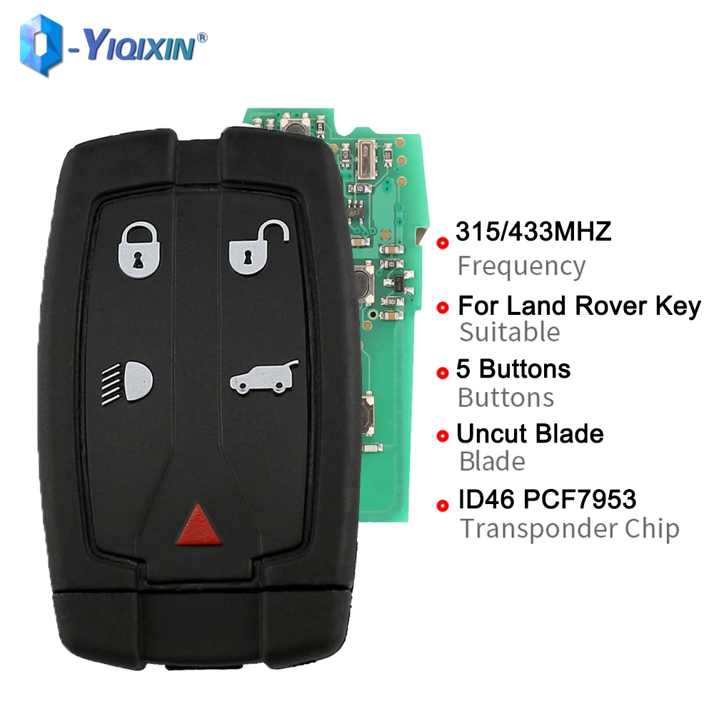 

YIQIXIN PCF7953 Chip For Land Rover Freelander 2 3 Ranger Rover Evoque Discovery 4 315/433Mhz 5 Button Replacment Smart Key Card