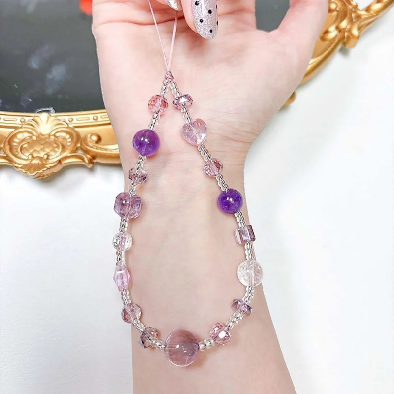 

Natural crystal phone strap, sweet and cute amethyst pendant, high-end citrine accessory ins Women's chain