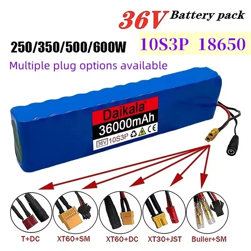 

Rechargeable Lithium Battery 10S3P 36V 36Ah 18650 600W Used for Bicycles Scooters and Electric Vehicles With BMS+free Shipping