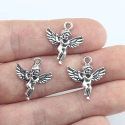 Newest 20Pieces 18*20mm Antique Silver Color Cute Angel Charms  Necklace Pendant Accessory Charms For DIY Jewelry Making