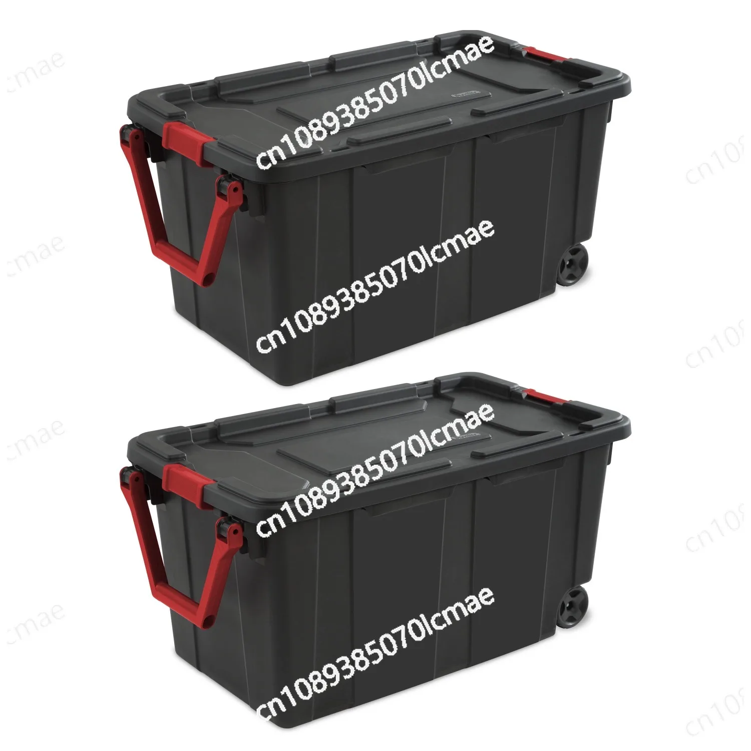 

Sterilite 40 Gallon Wheeled Industrial Tote Plastic, Black, Set of 2