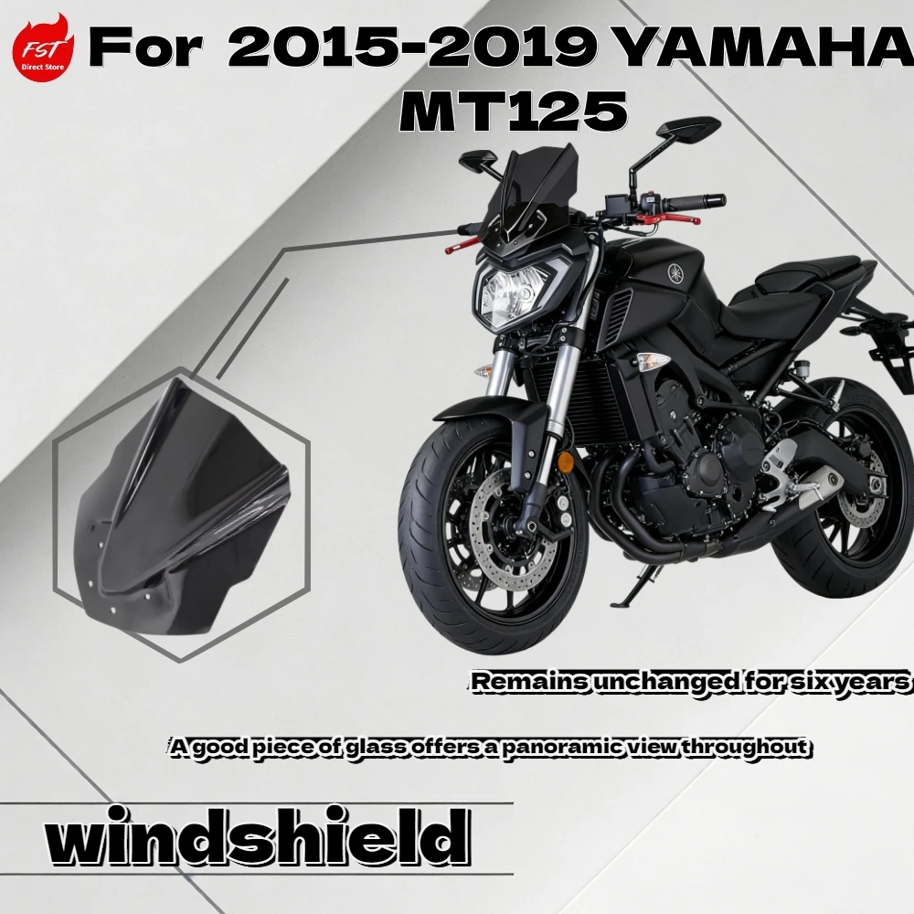 

Для Yamaha MT125 2015-2019: Спортивное переднее ветровое стекло, ветроотражатель, обтекатель, аксессуары для мотоциклов