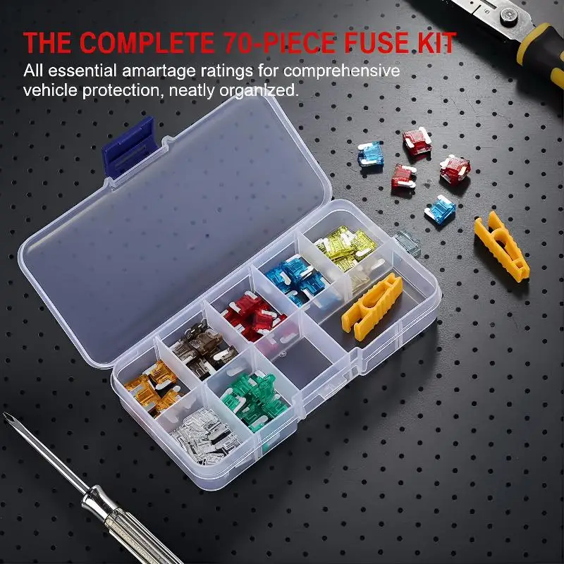 70Pcs 5A 7.5A 10A 15A 20A 25A 30A Mixed Sizes Low Profile Kit Micro Mini Blade Fuse Auto Car Truck Motorcycle Fuses