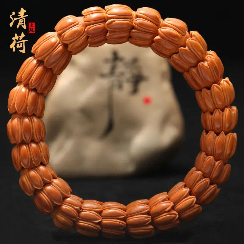

Olive Stone Flower Carved Bracelet Small Seed Accessories Buddha Beads