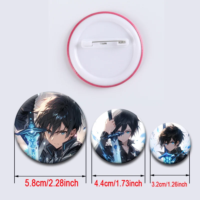 Sword Art Online Lapel Pin Round Display Anime Badge Yuuki Asuna Kirigaya Kazuto Kirito Cartoon Brooches Backpack Gift Accessory