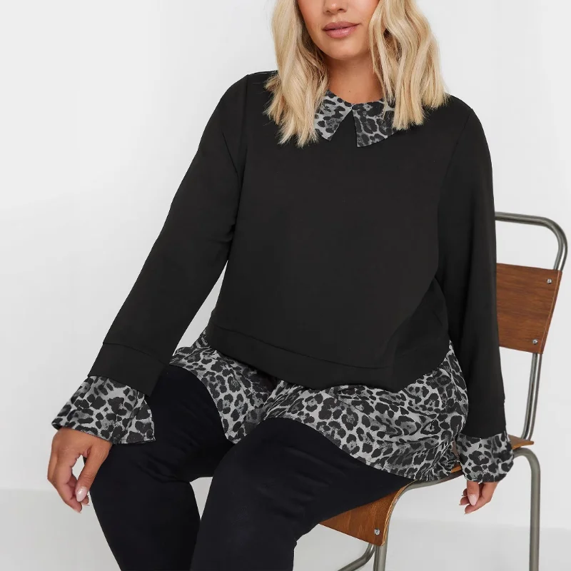 

Женская осенняя новая повседневная футболка с леопардовым принтом и длинными рукавами, топ