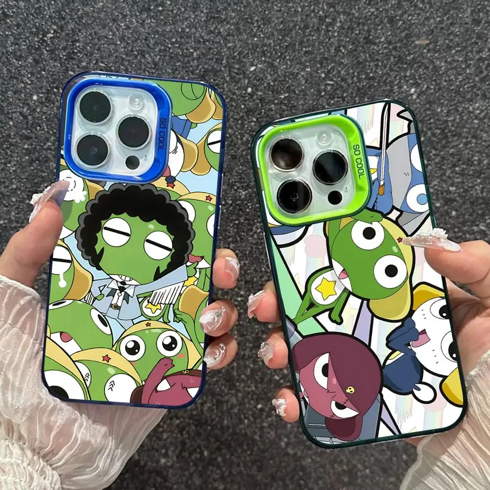 Casing Ponsel Keroro Frog Keren Untuk IPhone 17 16 15 14 13 12 11 Pro Max Plus Warna Perak