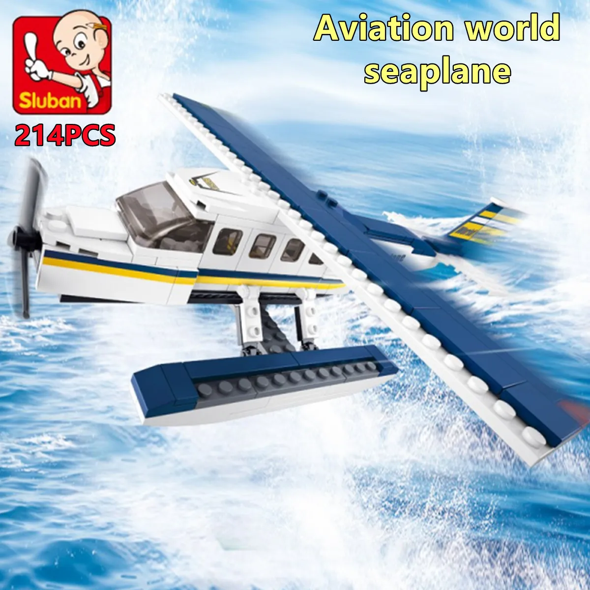 Sluban Building Block Toys Aviation Z Water Plane 214PCS Bricks B0361/B0651 Compatbile With Leading Brands Construction Kits