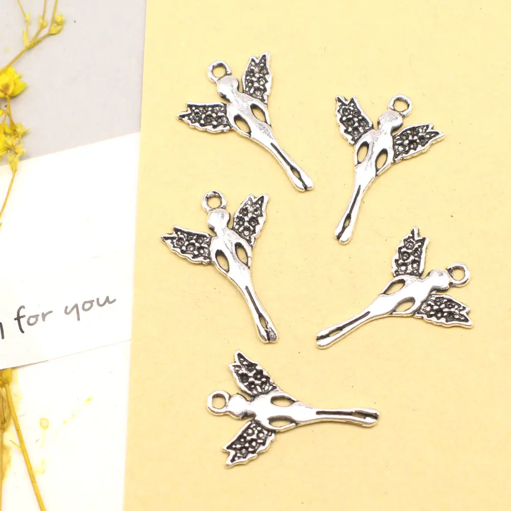 30pcs 23x17mm Butterfly Fairy Charms Pendant For Jewelri Children Diy Woman Jewelri Antique Silver Color