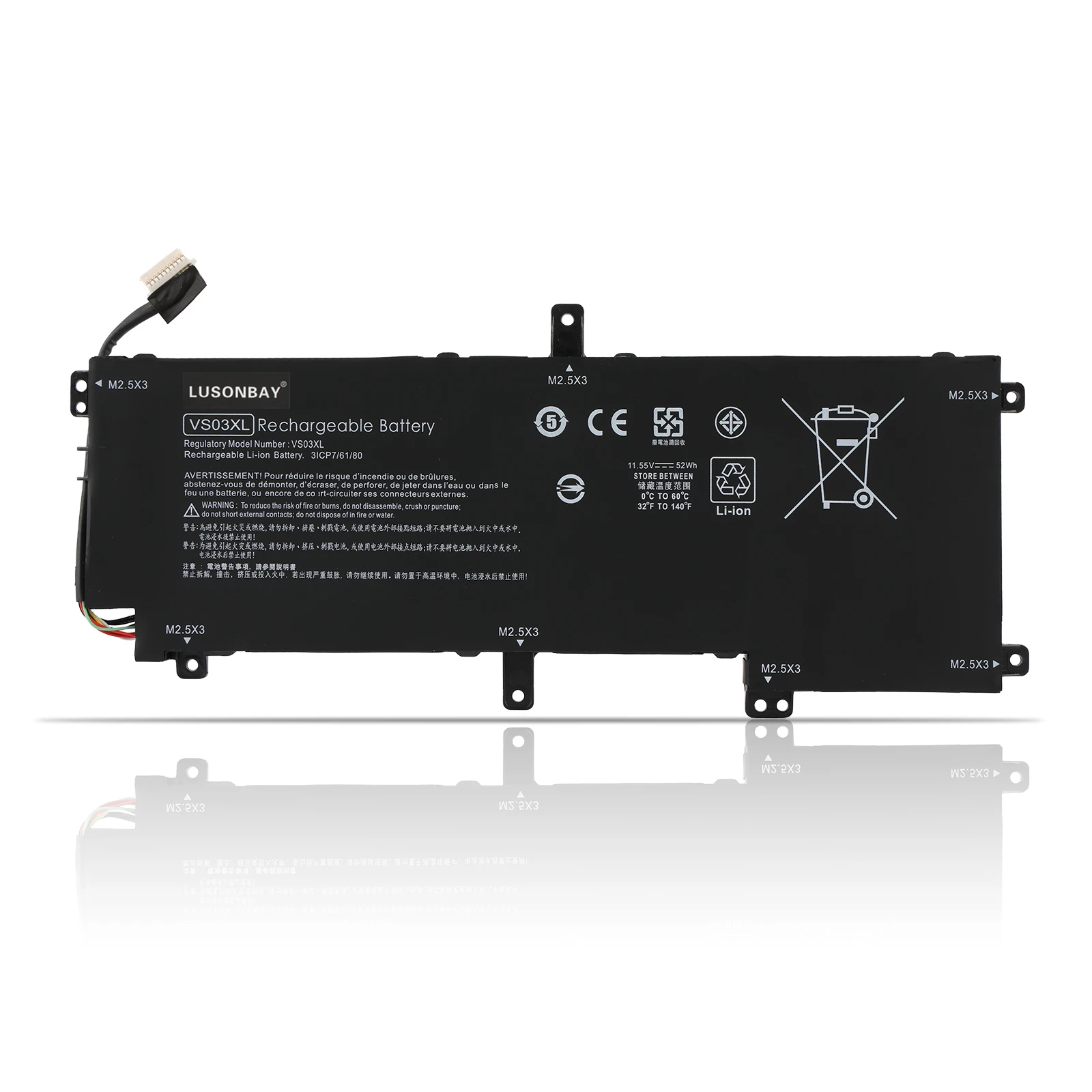 

Аккумулятор VS03XL 849313-850 для HP Envy 15-AS 15T-AS Series: 15T-AS100 15-AS133CL 15-AS152NR 15-AS043CL 849047-541 11.55V 52WH