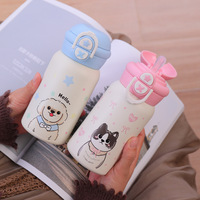 500ml Straw Insulated Bottle High Aesthetic Stainless Steel Water Cup Women's Children's Portable Student Adult Cup with Straw