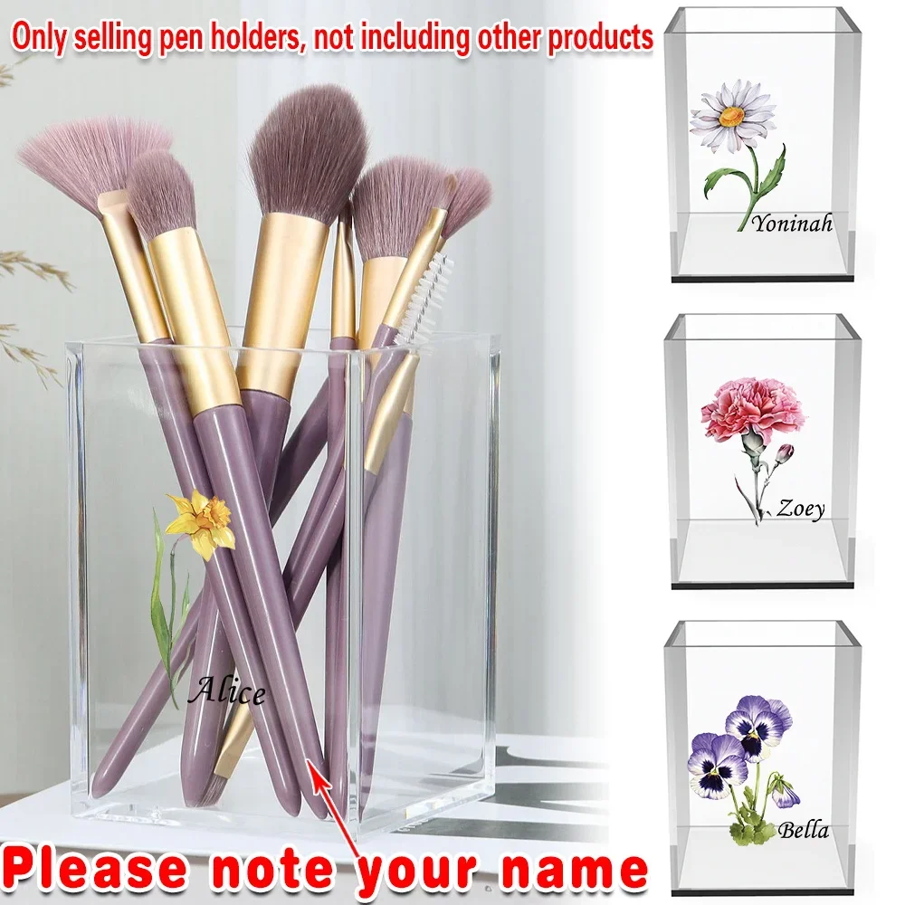 Clear Acrylic Makeup Brush Holder Vanity Desk Cosmetic Makeup Brush Organizer Storage Cup Ideal Gifts