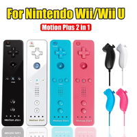 2 In 1 Remote Controller with Motion Plus For Nintendo Wii U Nunchuck Wireless Gamepad For Nintend Wii Console Joystick Joypad