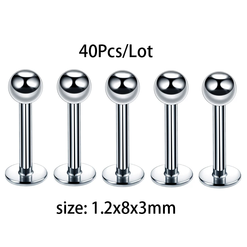 10/40Pcs Stainless Steel Lip Rings Studs Labret Piercing Master Earrings Septum Nose Hoops Unisex Women Punk Cool Body Jewelry