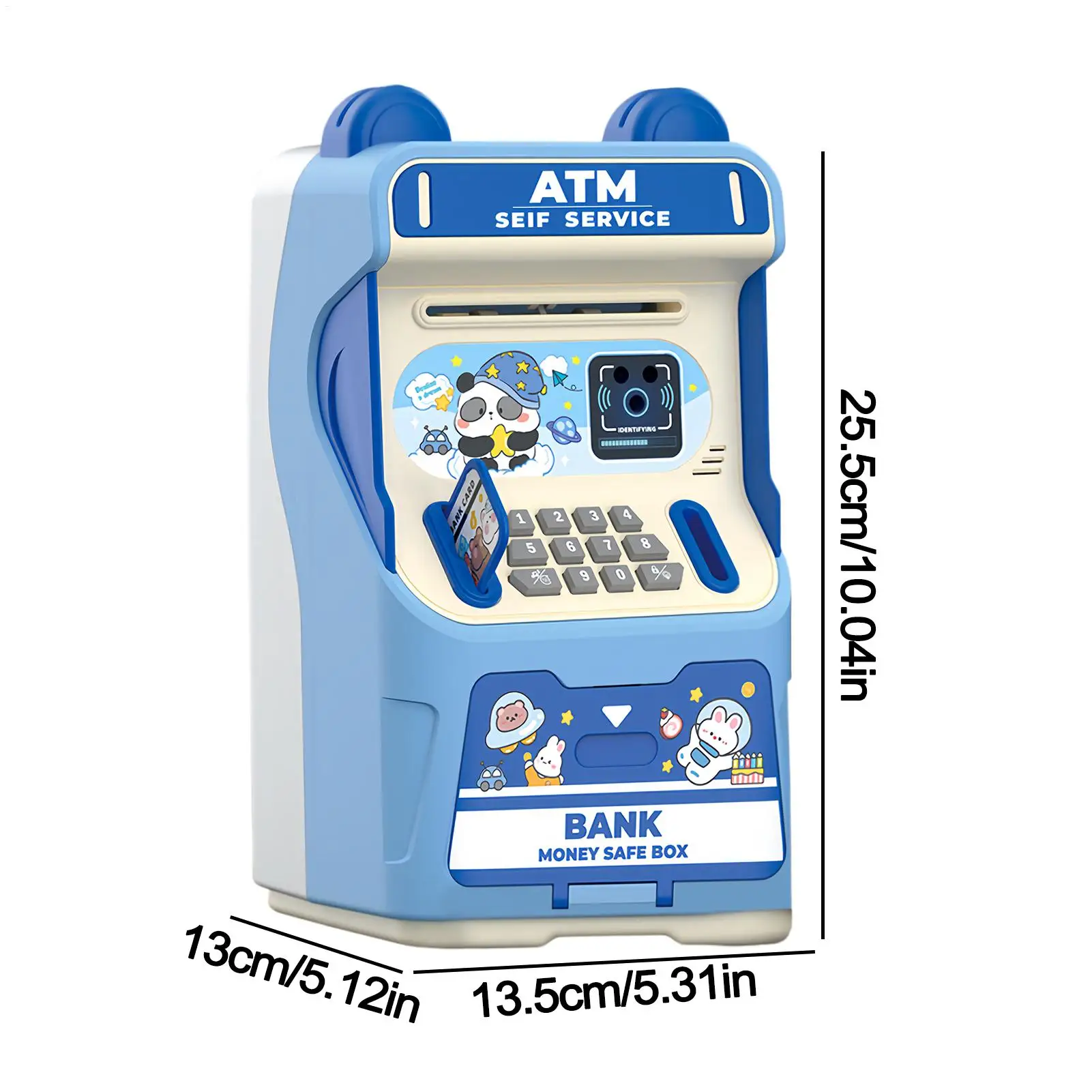 ตู้เอทีเอ็มของเล่นเสริมพัฒนาการสำหรับเด็ก พร้อมระบบจดจำใบหน้า ช่องใส่บัตรจำลอง ระบบดึงเงินอัตโนมัติ สำหรับเด็กชายและเด็กหญิง ใช้ในบ้าน