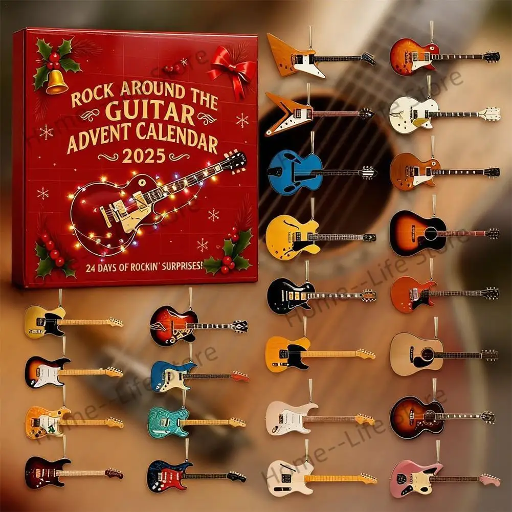 

2025 Rock Around the Guitar Advent Calendar, Rock and Roll Collectible, for Guitarists Music Lovers & Collectors