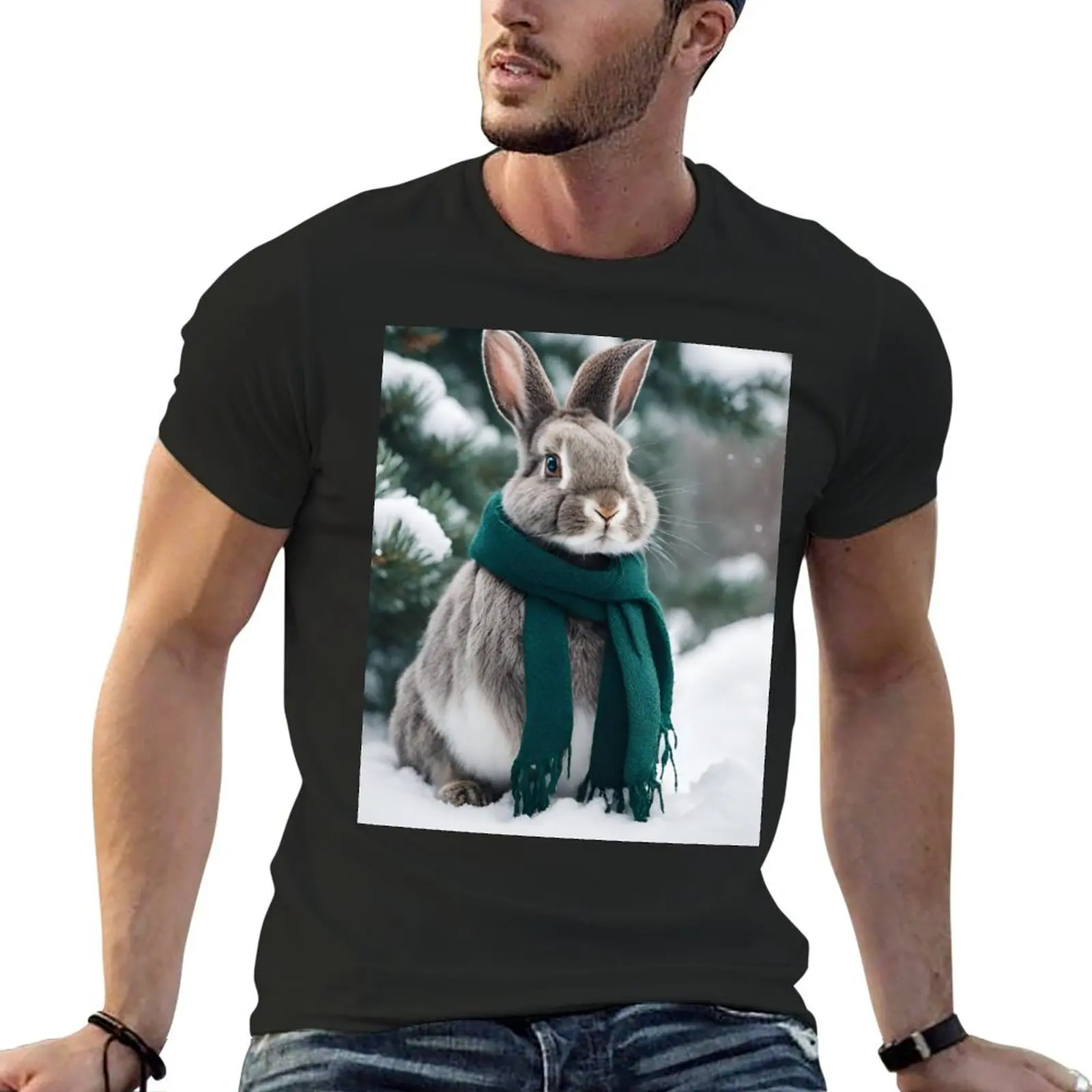 Winter Bunny T-shirt anime clothes shirts graphic tees t shirts for men