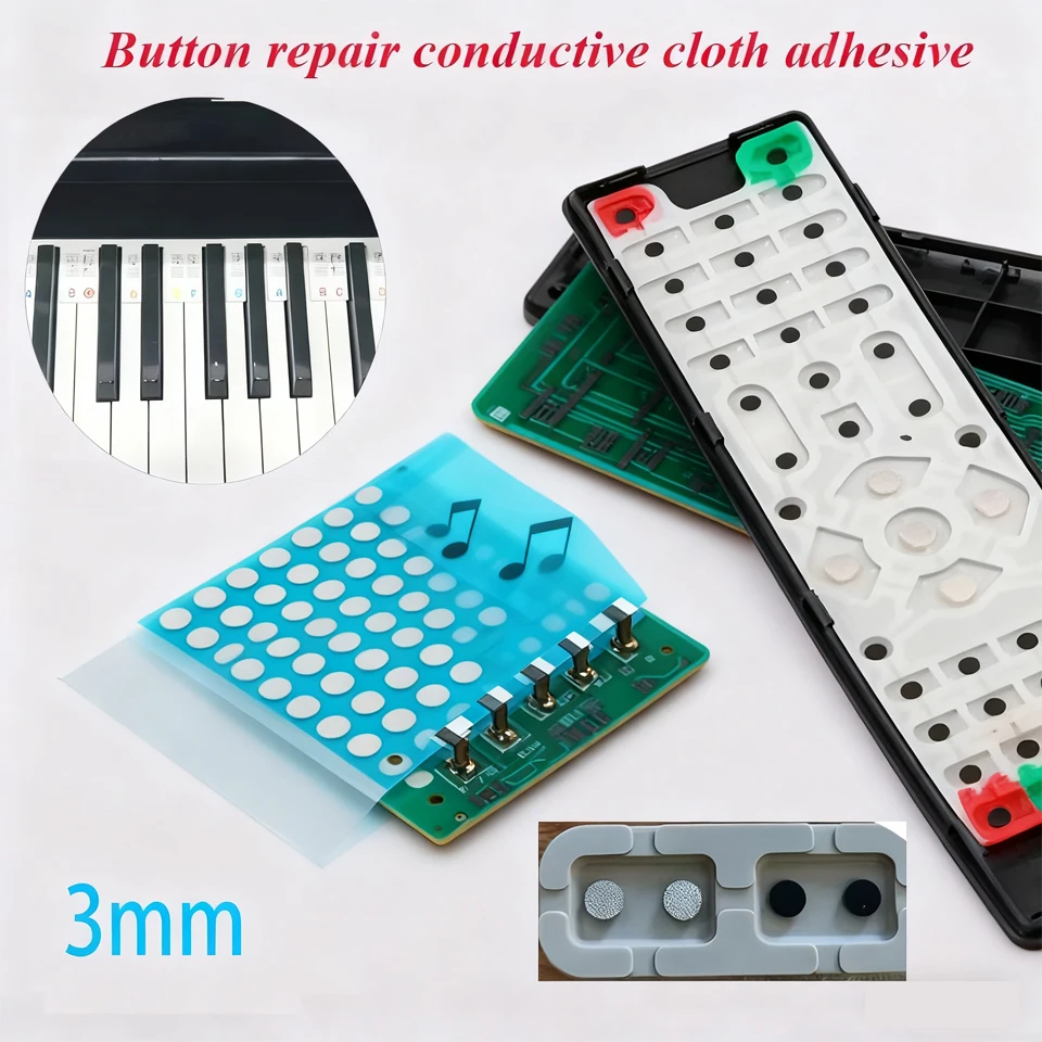

2mm 3mm 4mm Remote Control Button Repair Conductive Tape Patch Game Console Handle Ps4 Silicone Button Contact Failure Repair
