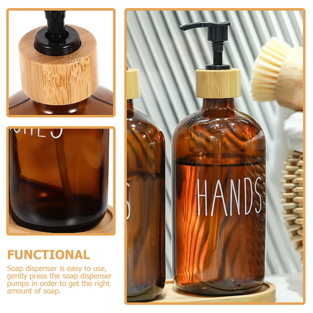 500Ml Refillable Glass Soap Dispenser for Kitchen Sink Bathroom Hand Soap Liquid Shampoo Shower Gel Dispenser Pump Bottle view 4