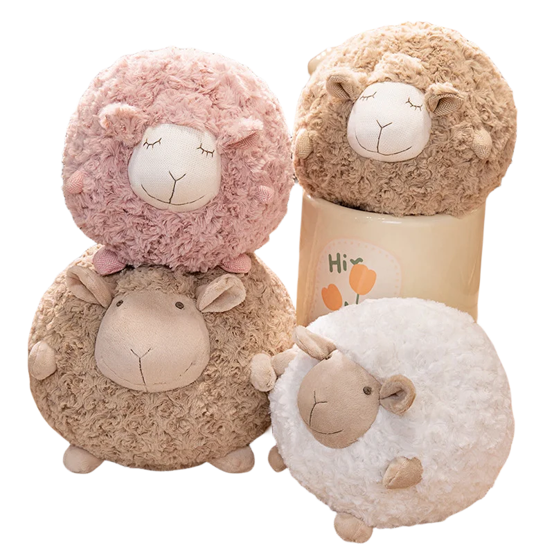 Stuffed Stupid Cute Sheep Toys Round Animals Pillow Throw Hug Lamb Plush Soft Sleeping Accompany Fabric Doll Cute Birthday Gift