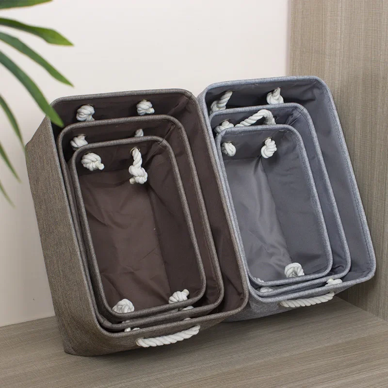 Cotton Linen Folding Storage Baskets Kids Toys Organizer Clothes and Sundries Storage Box Cabinet Bag Laundry Basket WF