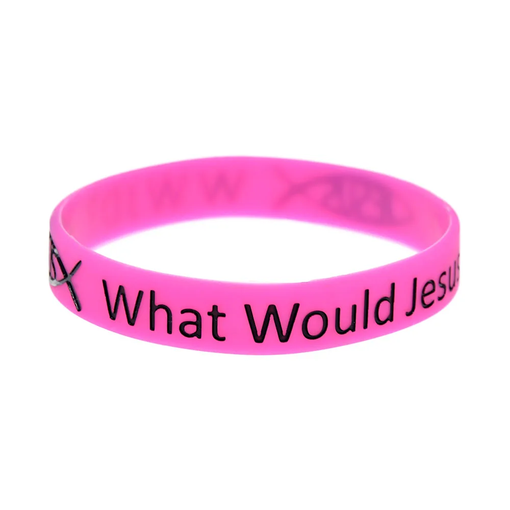 50 Stück „Was würde Jesus tun?“-Armbänder aus Silikonkautschuk, christliche Armbänder, Erwachsenengröße, 4 Farben. – Detail 4