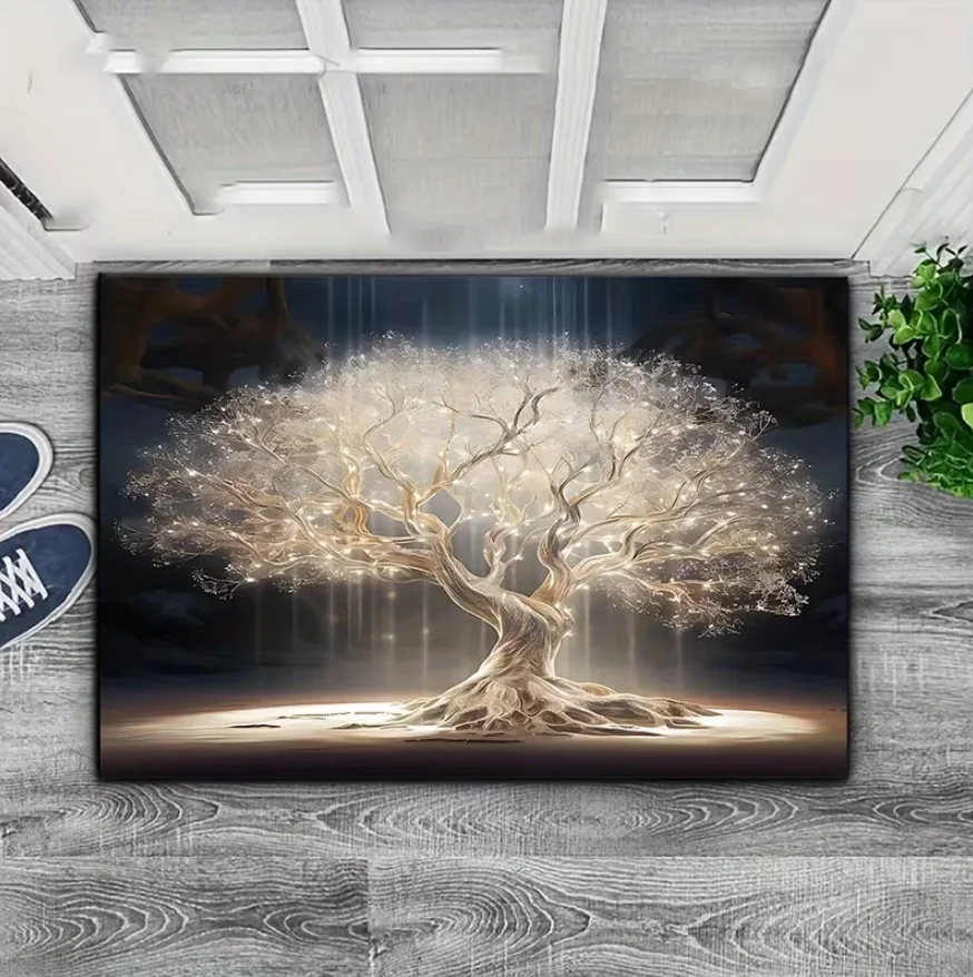Die Fußmatte mit Retro-Blumenmuster „The Tree of Life“ ist weich und eignet sich für Innen- und Außeneingänge, Küchenmatten, Heimdekoration
