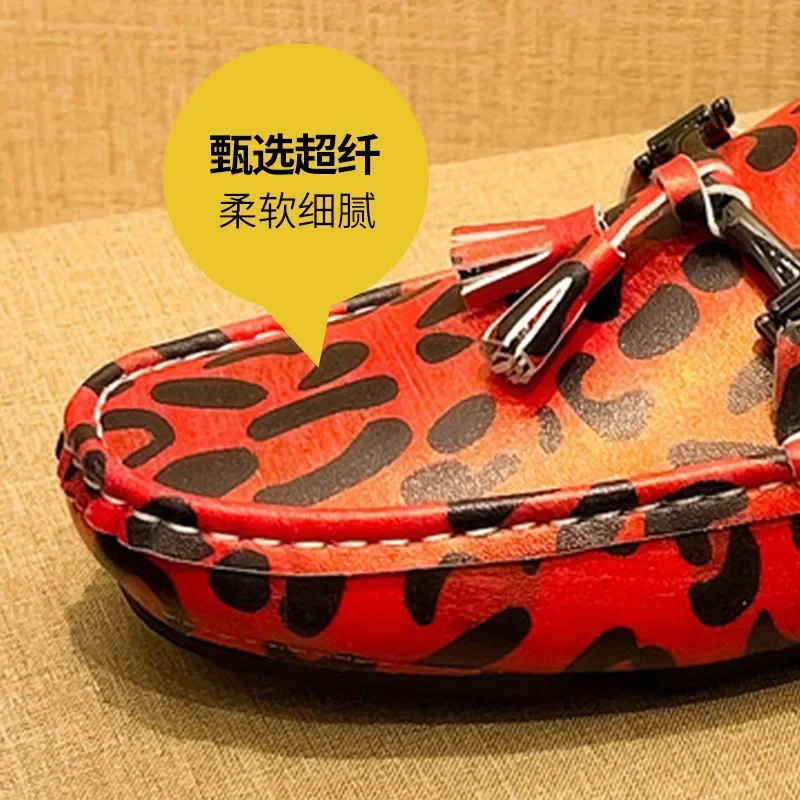 Red Leopard Men Moccasins Shoes Big Size 46 47 48 Youth Business Formal Shoes Luxury Brand Gentleman Wedding Dress Shoes