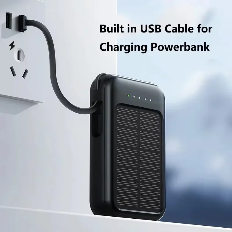 VIVO 50000mAh High Capacity Solar Power Bank Built Cables Solar Charger 2 USB Ports External Charger Powerbank LED Light NEW view 6