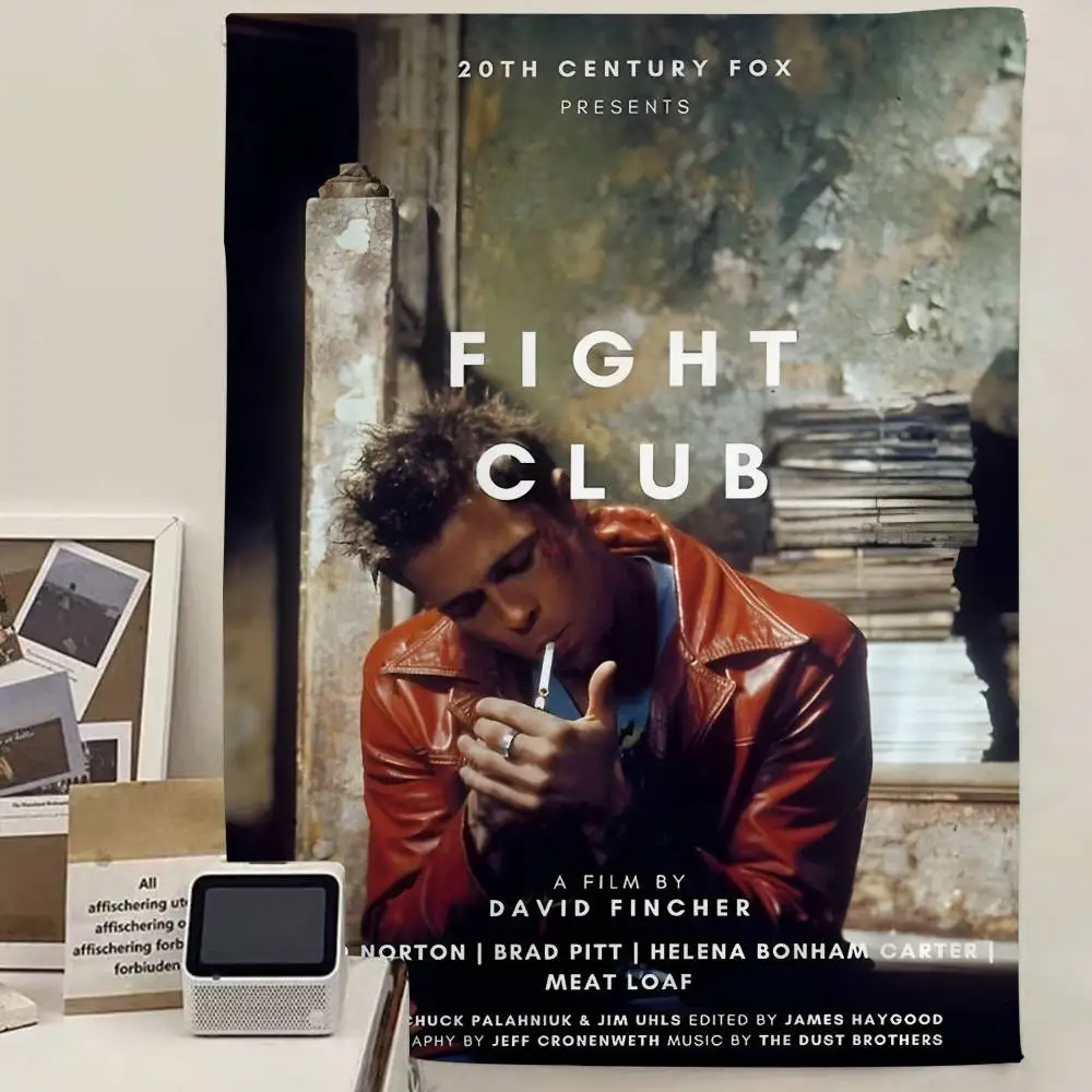 Classic Movie Fight Club Brad Pitt Boxing Film Printed Large Wall Tapestry Indian Buddha Wall Decoration Hippie Wall Art Decor