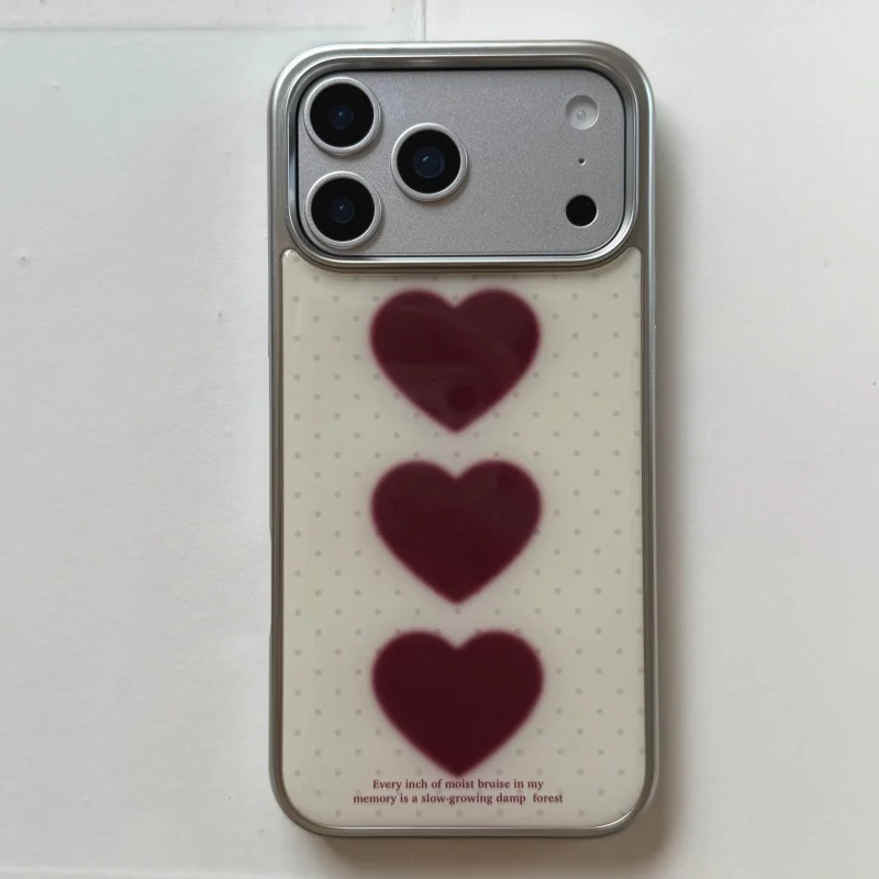 Anti-fall Red-Pink Heart Pattern Epoxy Phone Case For iPhone Case with Snowman Pattern 17, 16, 15, 14, 13, Pro, Promax