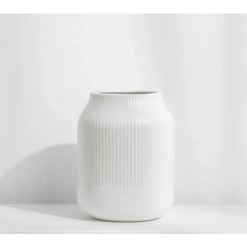 ins style high-end ceramic vase light luxury high-end ornament large diameter living room home decoration without flowers