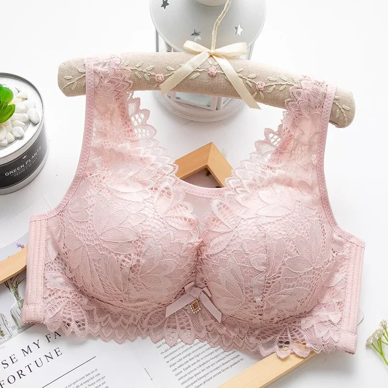 

Bras For Women Large Size Sexy Seamless Underwear Ladies Gather Breathable Big Breasts Adjustable Without Steel Ring Lace Bras