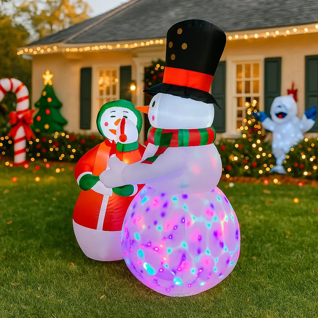 1.8 متر/5.9FT نفخ ثلج الأسرة مزلقة أضواء شجرة عيد الميلاد LED ديكورات المنزل اللعب ساحة عيد الميلاد عطلة الإضاءة الحلي