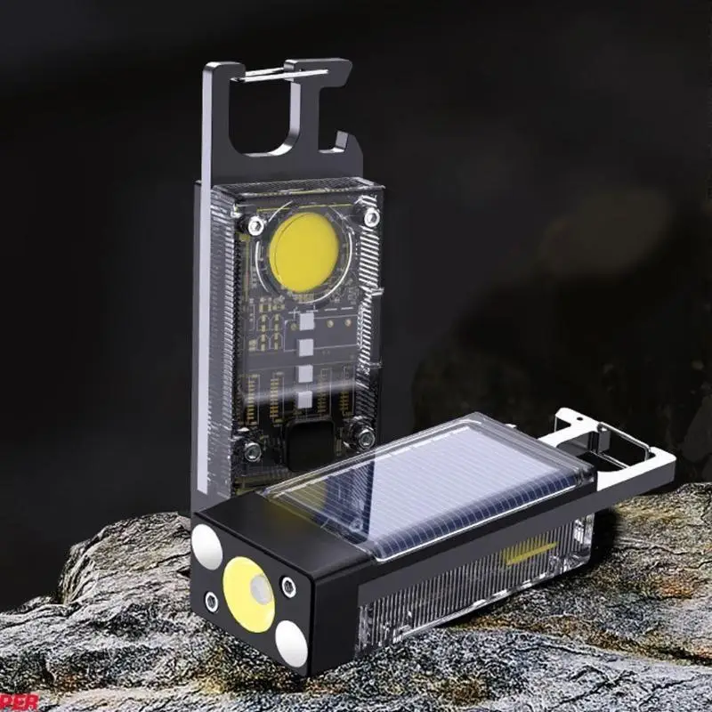 

Solar Light Keychain Solar LED Keyrings Torch Aluminum Alloy Texture Suitable for Backpacking and Travel Essential