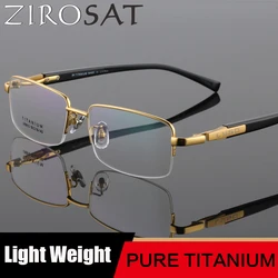 ZIROSAT 9910 Optical Glasses Pure Titanium Super Light Frame Prescription Eyeglasses Rx Men Glasses for Male Eyewear