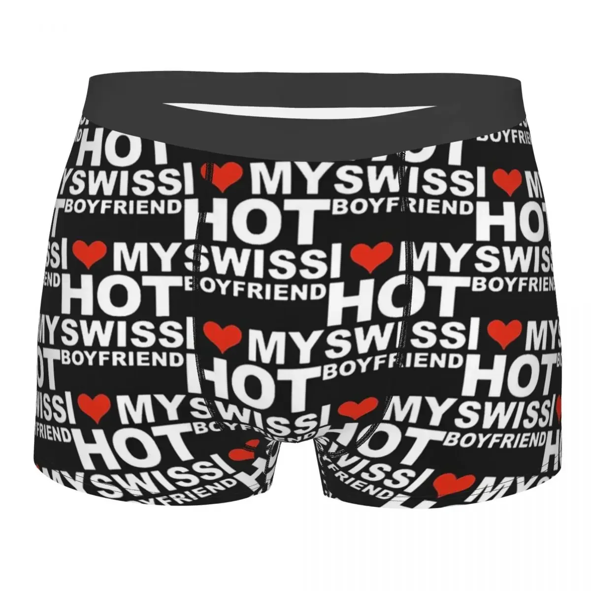 

I Love My Hot Swiss Boyfriend Man's Printed Boxer Briefs Underwear Valentine's Day Gift Highly Breathable High Quality Gift Idea