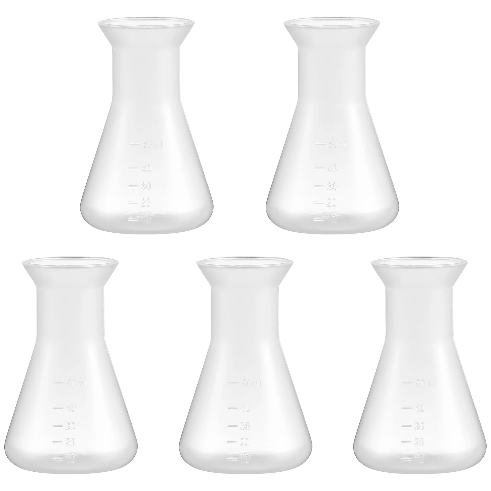 

5 Pcs Plastic Erlenmeyer Flask Cone Conical for Experiment Clear Bottles Measuring