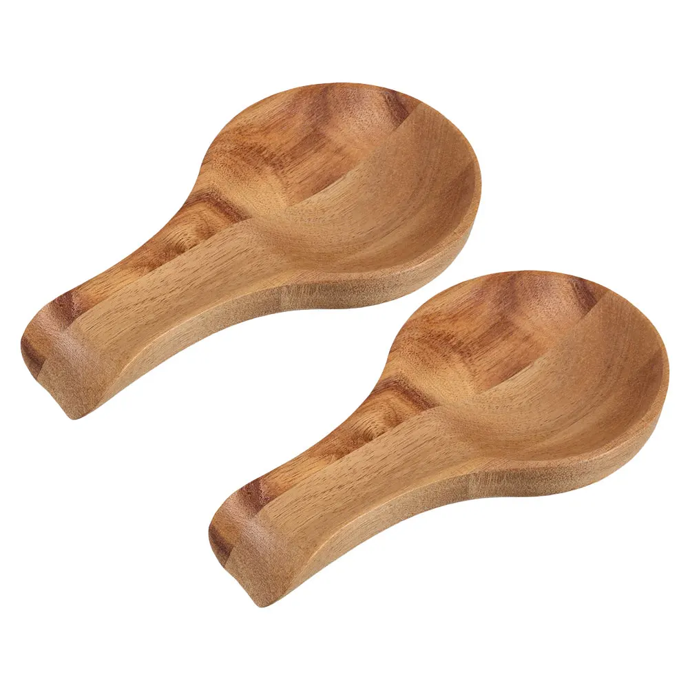 

2pcs Wooden Spoon Holder Light Brown Farmhouse Utensil Set for Kitchen Table Stove Top Moisture Resistant Wooden